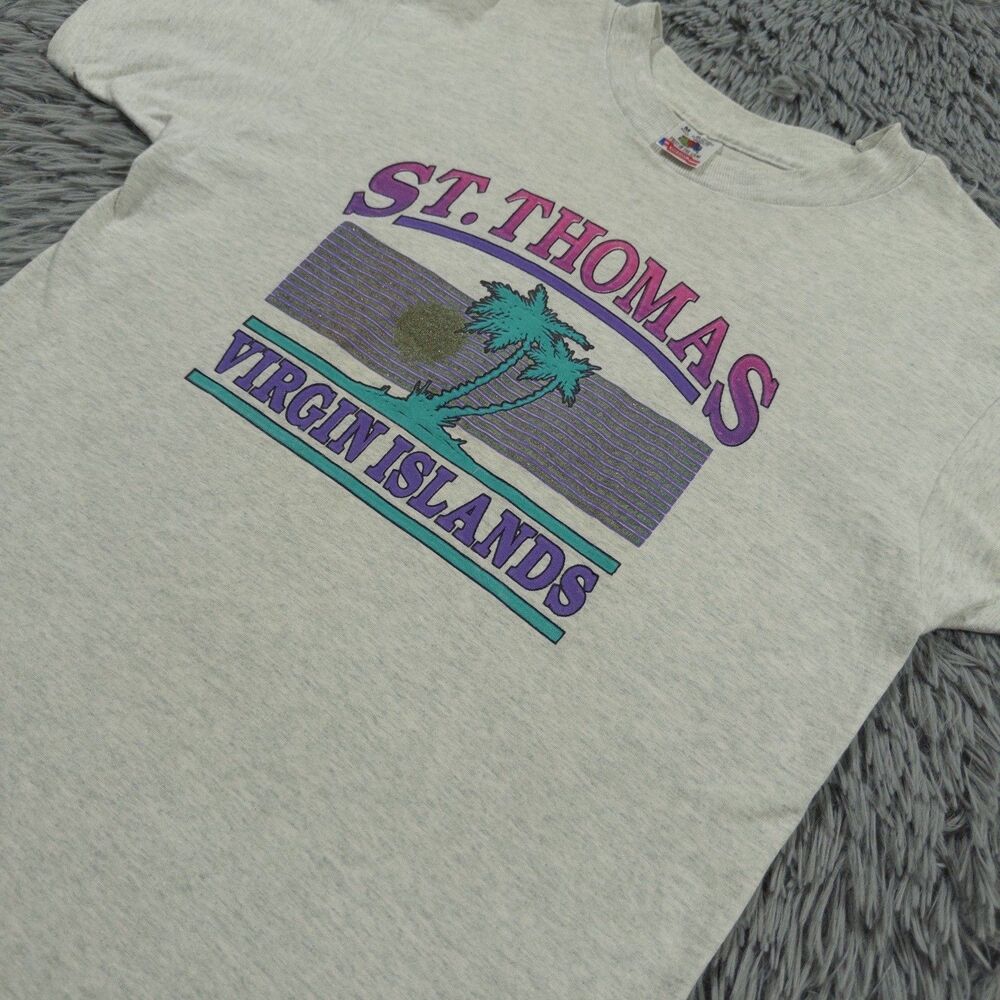 Vintage Fruit Of The Loom Shirt Medium Gray St Thomas Virgin Islands 90s Mens